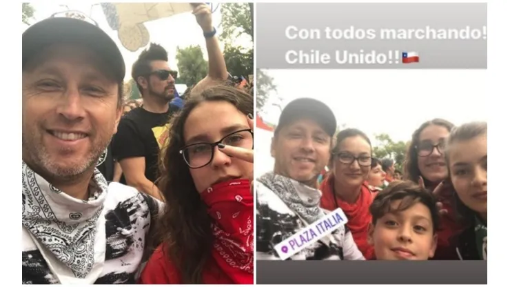 El ex capitán de Colo Colo presente en la calle.