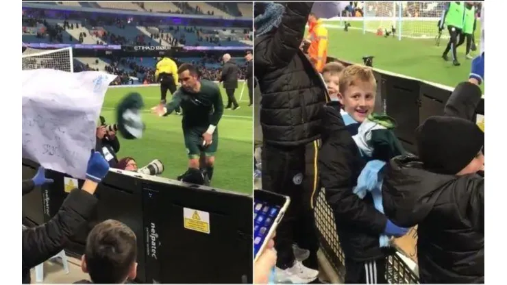 Claudio Bravo hace feliz a un niño