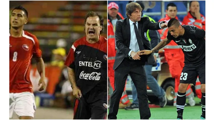 Vidal junto a Bielsa y Conte
