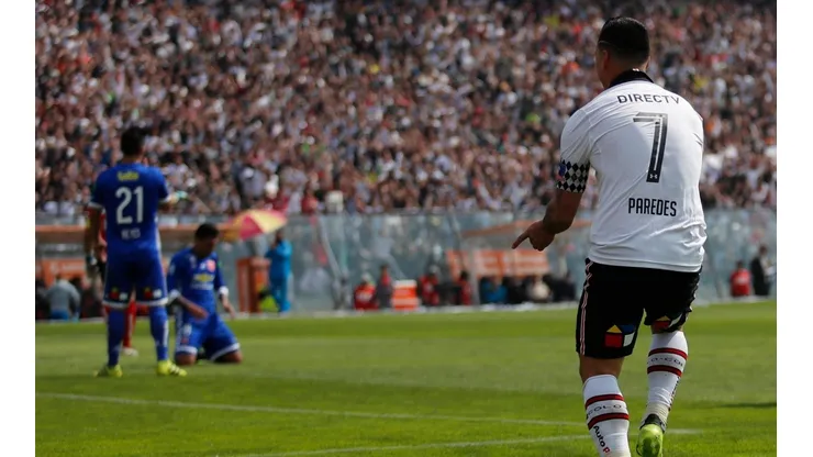 Paredes celebrando uno de sus goles en el Monumental