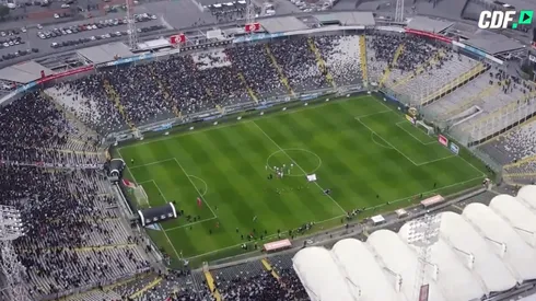 Vista aérea del Estadio Monumental a minutos de empezar el encuentro