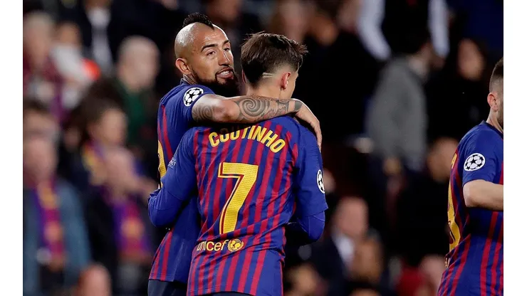 Vidal y Coutinho juntos en el Barcelona
