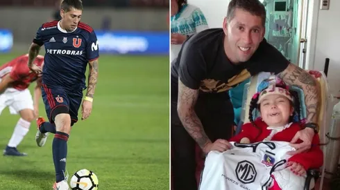 Galleta Suazo es invitado a los partidos de históricos. Al otro costado, con la pequeña que hizo feliz.