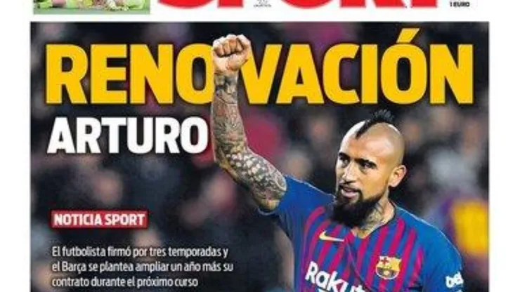 Arturo Vidal es la portada del Diario Sport del lunes 22 de abril
