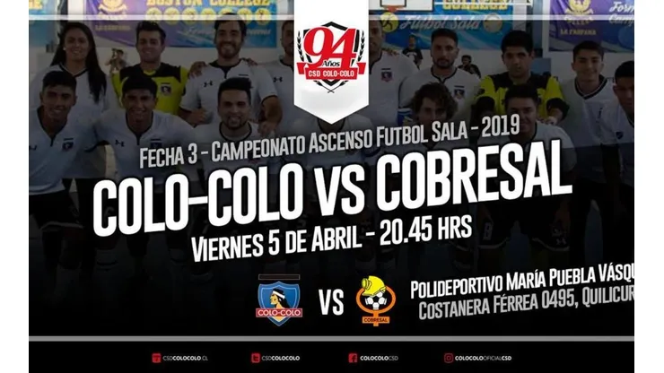 Colo Colo Futsal buscará continuar su liderato en el Torneo 2019