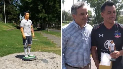 Esteban Paredes recibe una estatua de él mismo