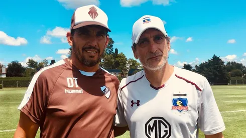Mario Salas junto Fernando Ruiz, entrenador de Platense