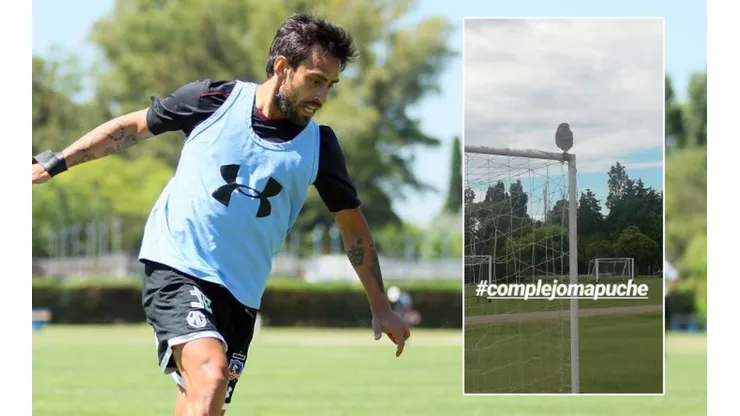 Jorge Valdivia entrena mientras un búho miraba de un arco.