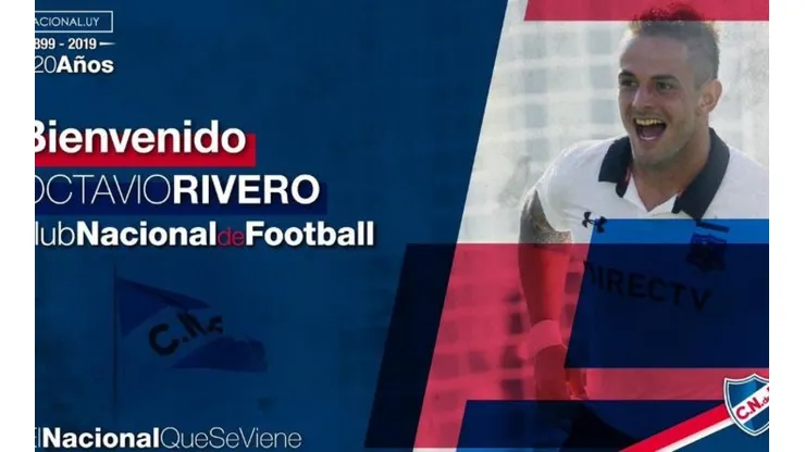Así anunció Nacional el fichaje de Rivero.