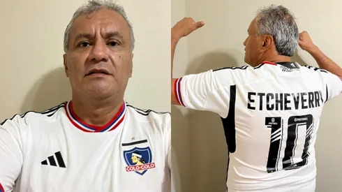 El Diablo Etcheverry posó con la camiseta de Colo Colo.