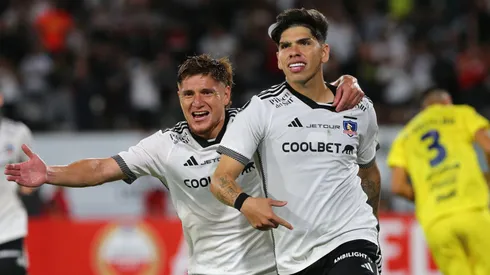 Carlos Palacios festeja en el triunfo de Colo Colo ante Sportivo Trinidense en la Copa LIbertadores 2024.