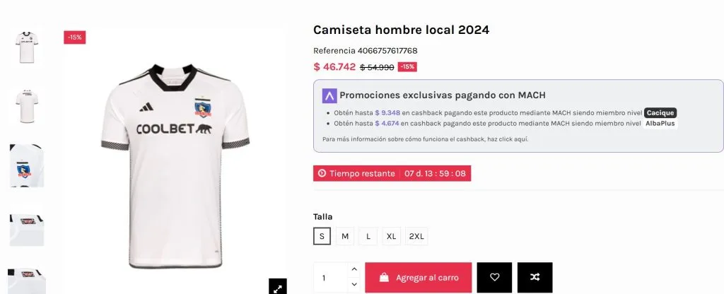 La camiseta de Colo Colo está en oferta