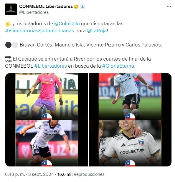 La publicación de la Copa Libertadores.