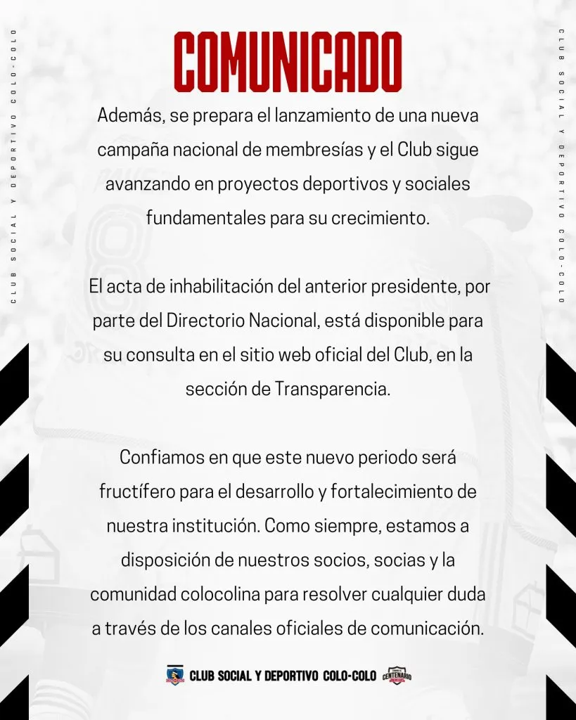 Comunicado de prensa del CSD Colo Colo parte 4