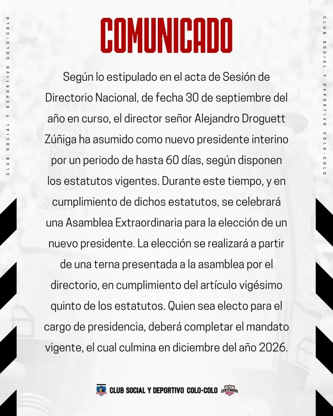 Comunicado de prensa del CSD Colo Colo parte 2