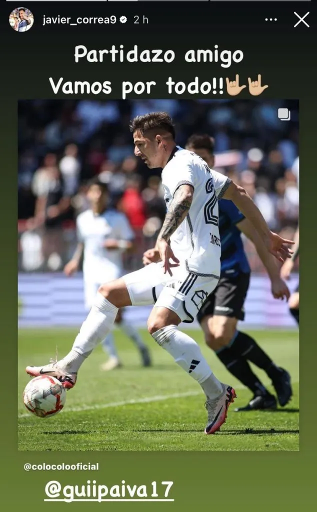 El apoyo de Correa para Paiva. Imagen: Instagram Javier Correa.