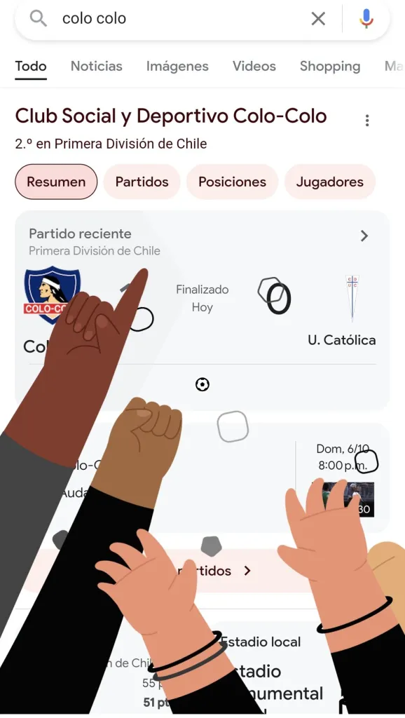 Google celebró el triunfo de Colo Colo vs la UC.