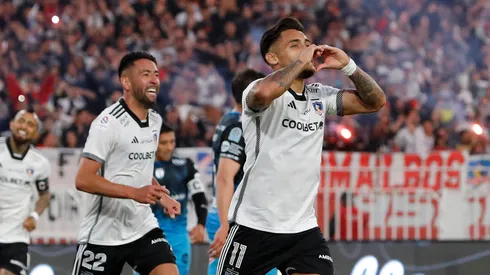Marcos Bolados festeja su gol en el segundo tiempo en la victoria de Colo Colo por 3-0 ante Deportes Iquique.