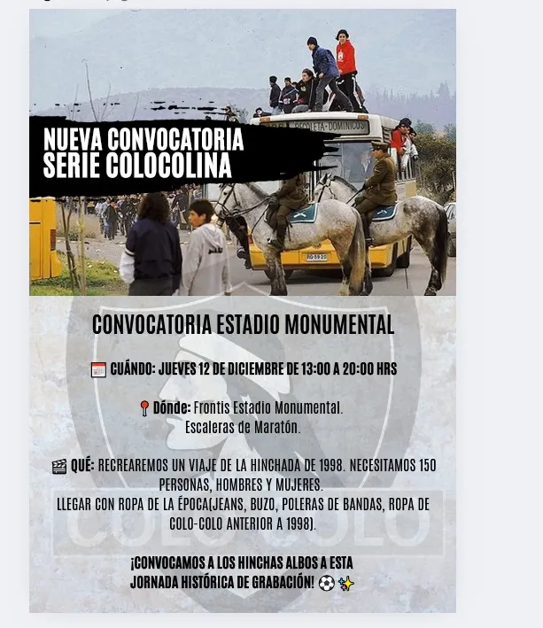 Nueva convocatoria para serie de Colo Colo.