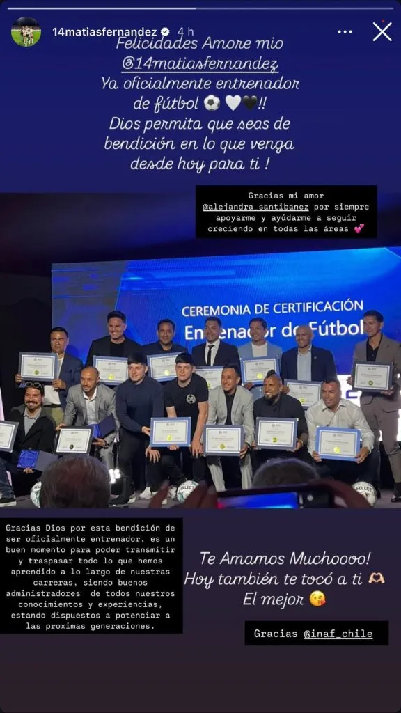 La publicación de Matías Fernández en Instagram. (Foto: captura)