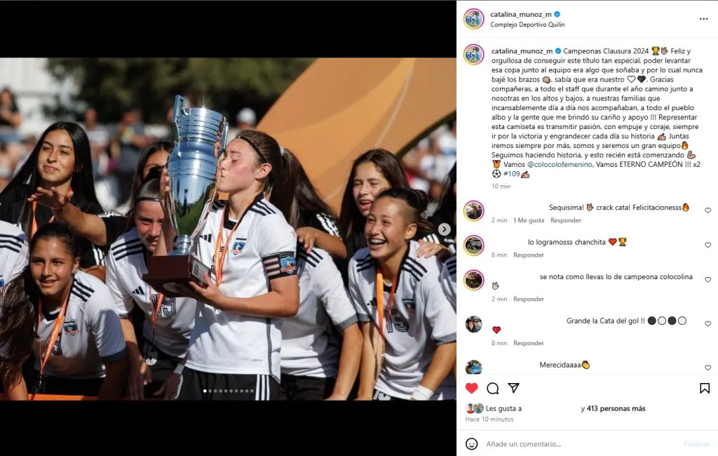 Publicación de Catalina Muñoz en Instagram. (Foto: captura)