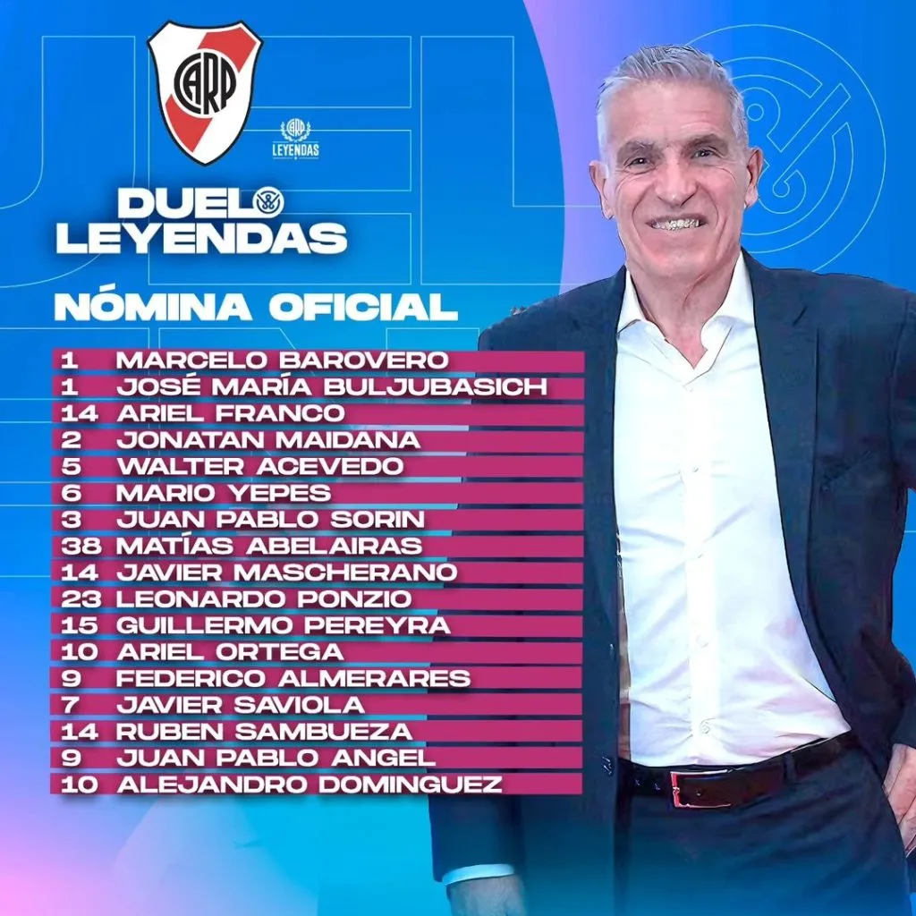 Los convocados de River Plate para el Duelo de Leyendas. (Foto: dueloleyendas)