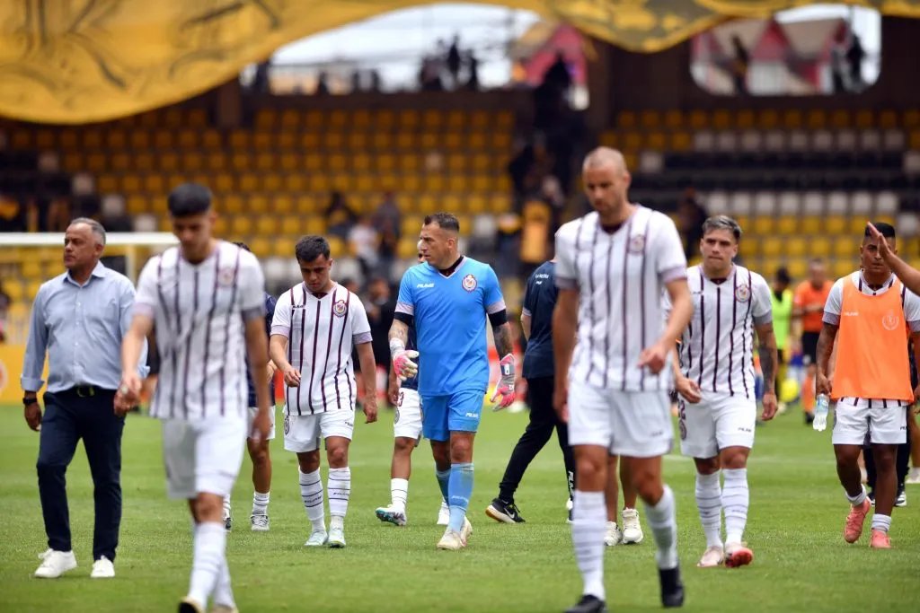 Jugadores de Deportes La Serena en el clásico frente a Coquimbo Unido. (Foto: Photosport)