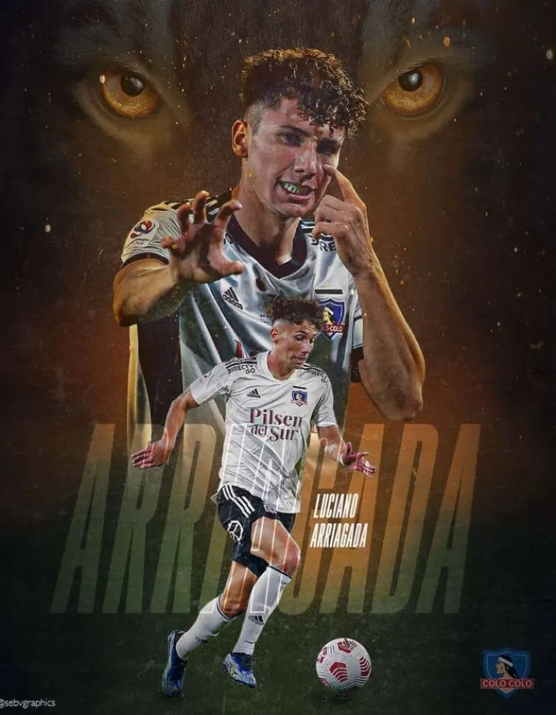 El “edit” que hizo para Luciano Arriagada y que recibió felicitaciones del entorno familiar del jugador (Fuente: @sebvgraphics)