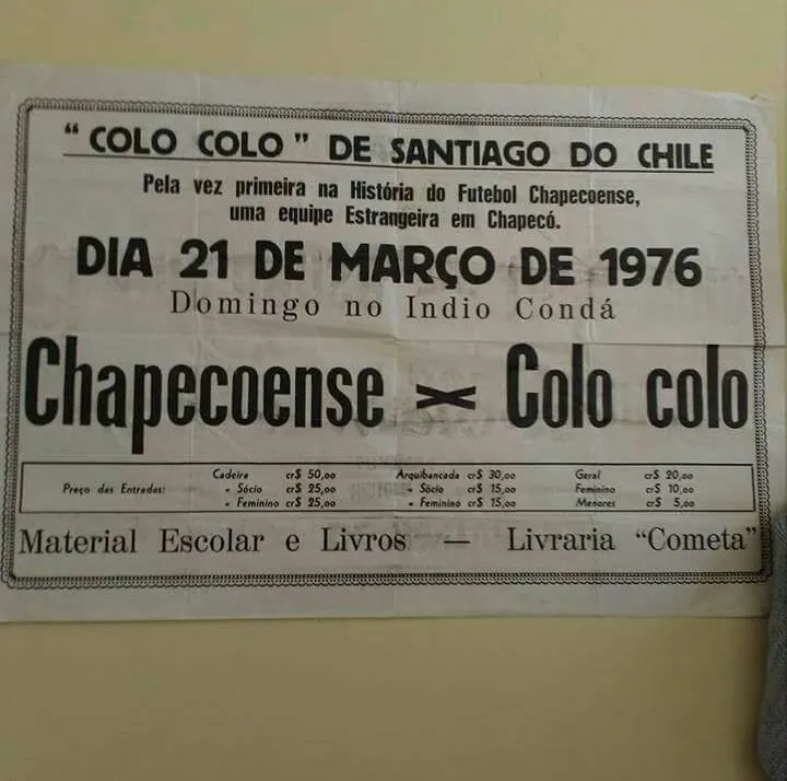 Afiche del partido entre Chapecoense y Colo Colo
