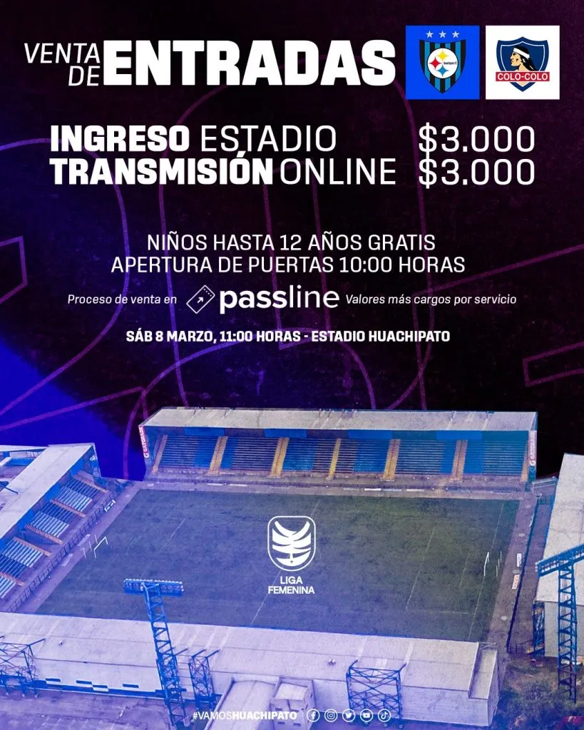 Huachipato informa por entradas vs Colo Colo femenino. (Foto: @Huachipato)