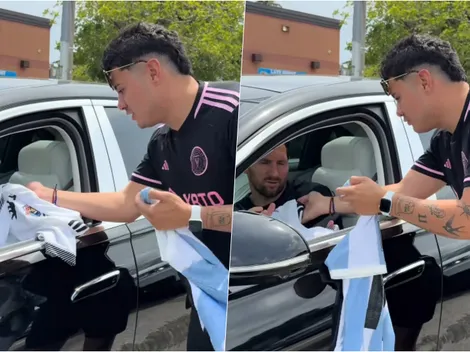 Messi recibe camiseta de Colo Colo de regalo en Miami