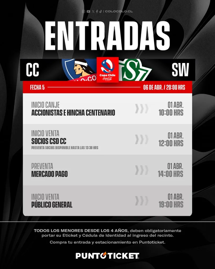 Colo Colo ya anunció los horarios para la venta de entradas del duelo ante Wanderers