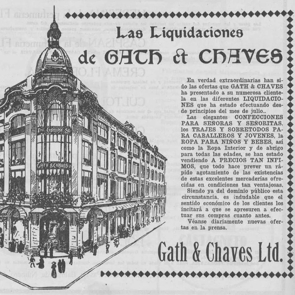 Afiche publicitario de Gath & Chaves, primer auspiciador de Colo Colo