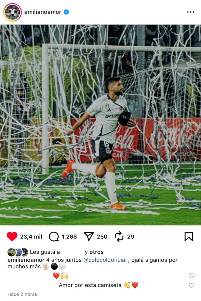Publicación de Emiliano Amor en Instagram.