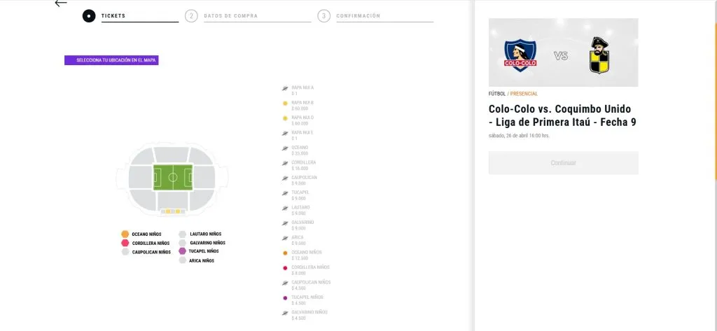 Entradas para el partido.