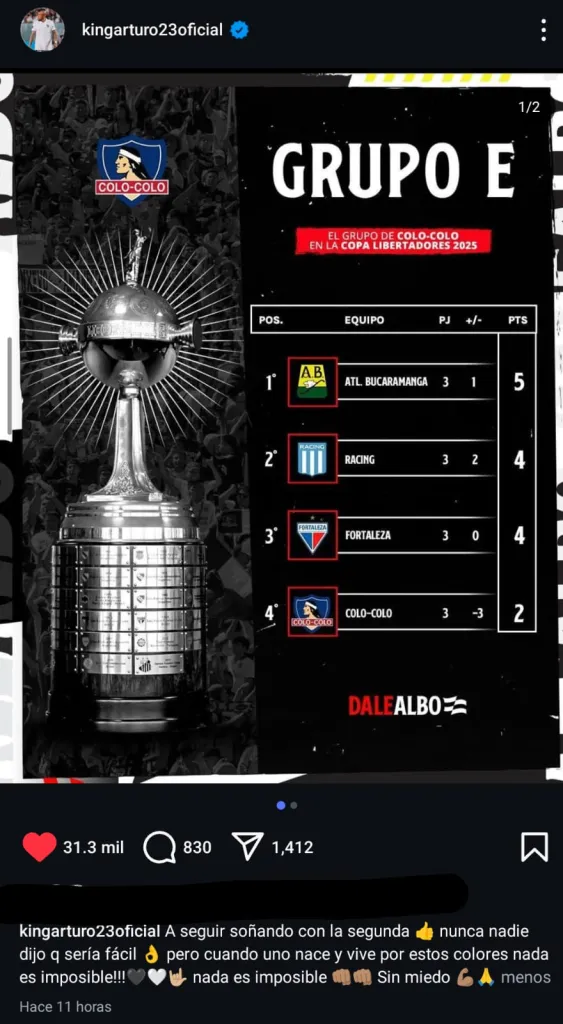 El mensaje de Arturo Vidal tras el castigo de Conmebol a Colo Colo