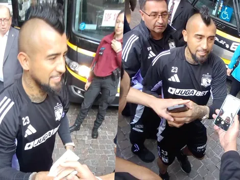Vidal recibe el cariño de los hinchas de Colo Colo en Argentina