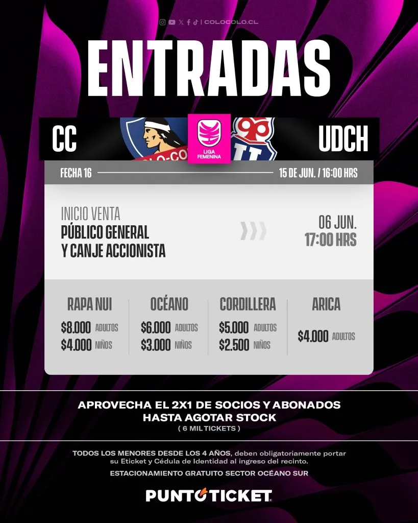 Información de venta de entradas. (Foto: @ColoColoFem)