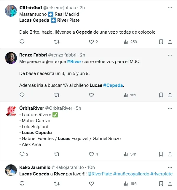 Comentarios de hinchas por Lucas Cepeda.