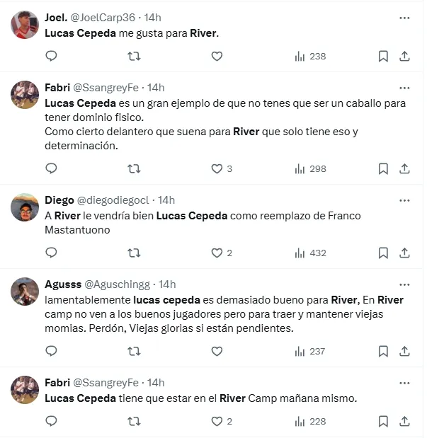 Comentarios de hinchas por Lucas Cepeda.