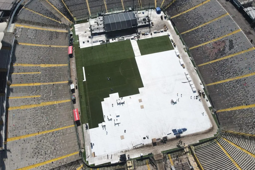 La cancha del Monumental por el recital de Bruno Mars en septiembre de 2023