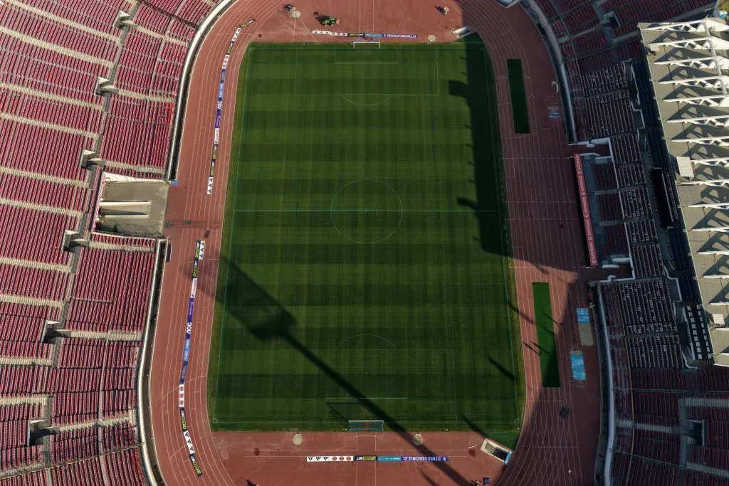 La cancha del Estadio Nacional antes del Superclásico entre Colo Colo y la U.