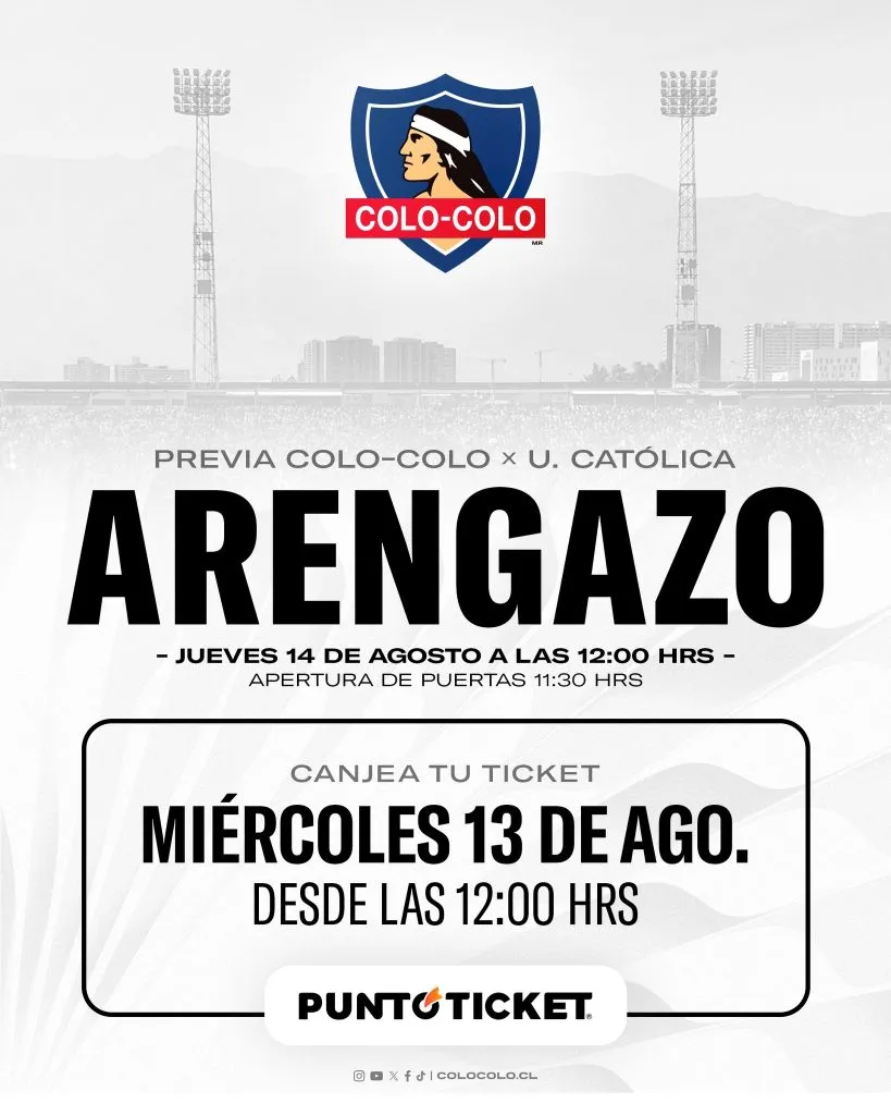 Información del canje de entradas para el Arengazo. (Foto: ColoColo)