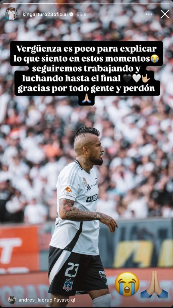 La publicación de Arturo Vidal.