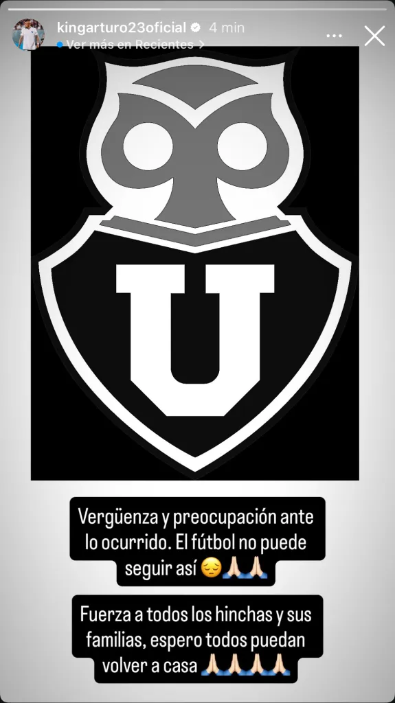 La publicación de Arturo Vidal.