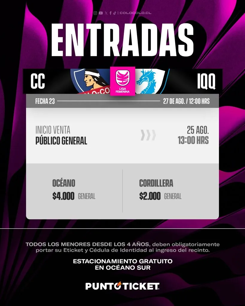 Entradas para el partido. (Foto: @ColoColoFem)