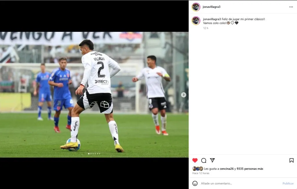 Publicación de Jonathan Villagra.