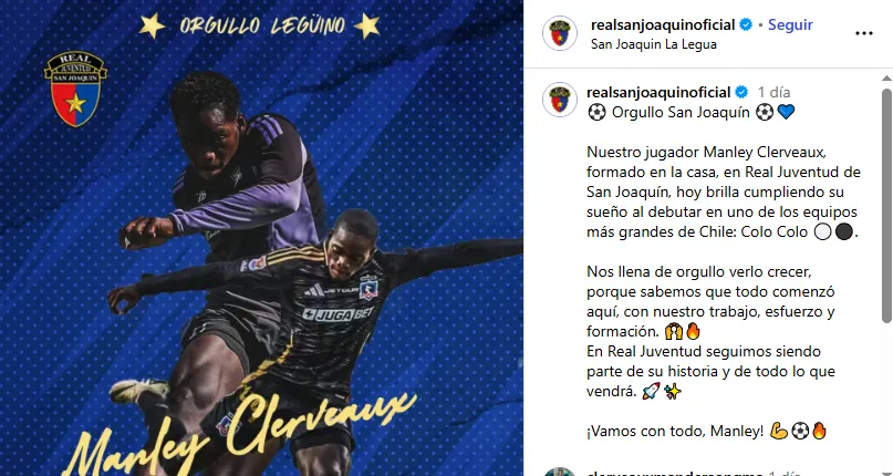 El mensaje de Real San Joaquín a Manley Clerveaux tras debutar en Colo Colo.