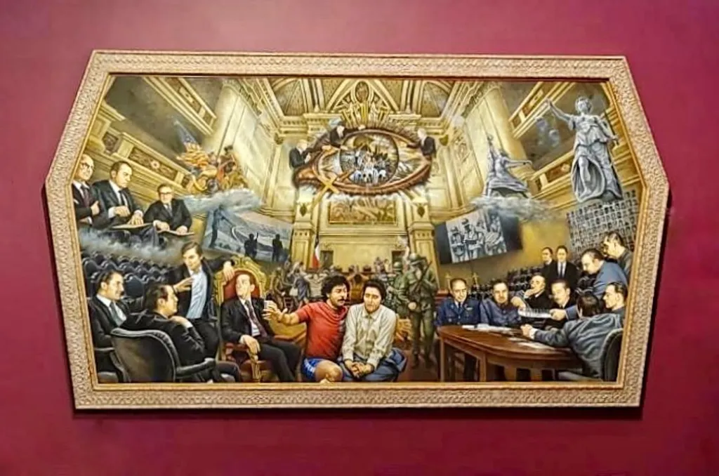 “Teatro de las pesadillas”, obra en honor a Carlos Caszely a pedido de Éric Cantona. | Imagen: Campeones de Estampa.