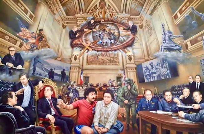 Detalles de la obra inspirada en Carlos Caszely.